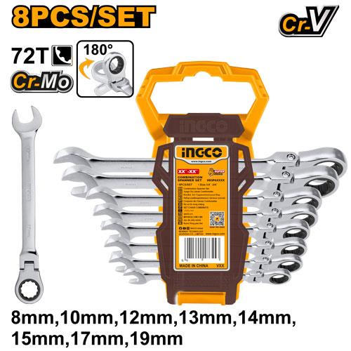 Ingco 8 Pcs Flexible Ratchet Spanner Set | HKSPAR1083 Ingco